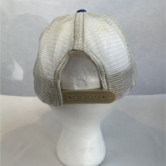 Distressed Blue Denim White Mesh Trucker Hat Green Leaf Embroidery Adjustable Ba - Picture 5 of 8